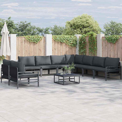 Set Divano da Giardino con cuscino 9 pcs Nero Acciaio