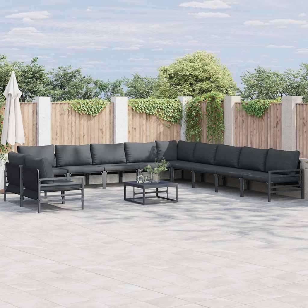 Set Divano da Giardino con cuscino Antracite Acciaio