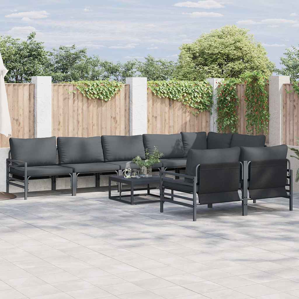 Set Divano da Giardino con cuscino 8 pcs Nero Acciaio