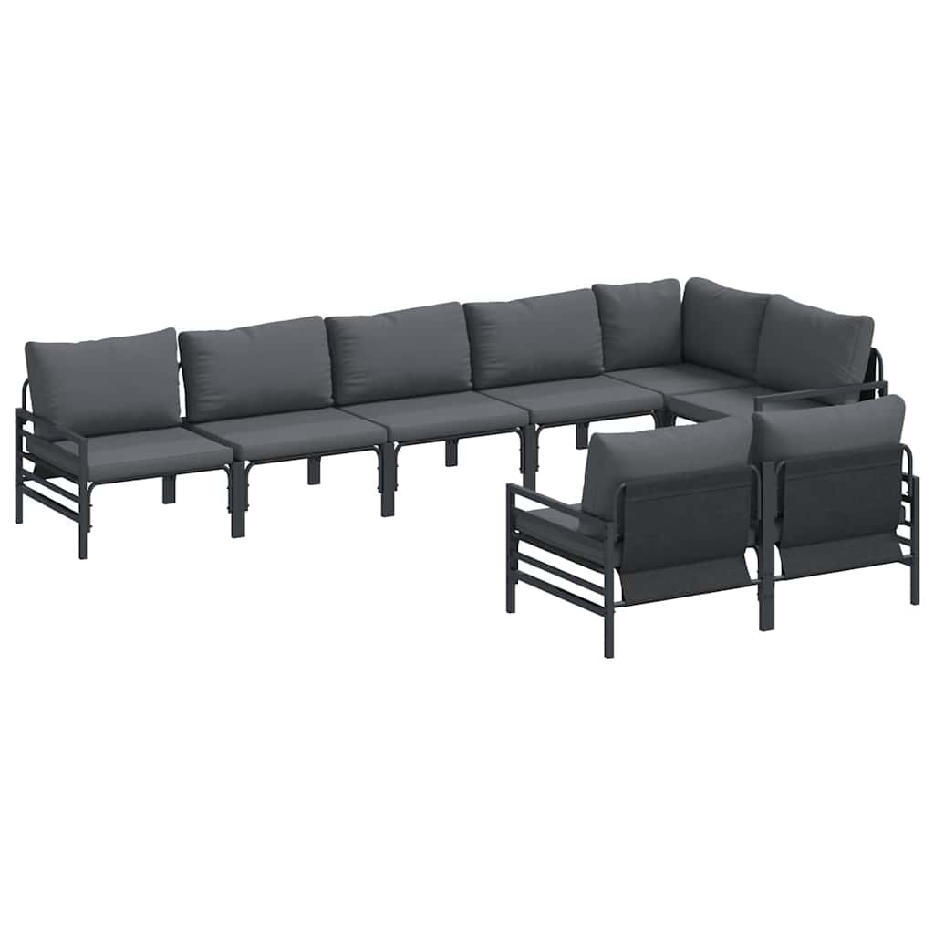 Set Divano da Giardino con cuscino 8 pcs Nero Acciaio