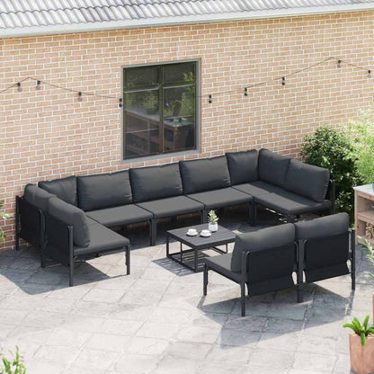 Set Divano da Giardino con cuscino 10 pcs Nero Acciaio