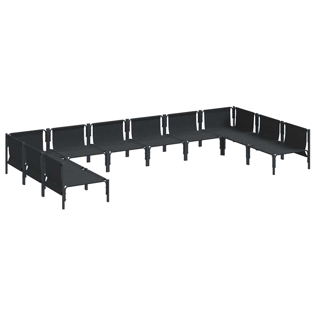Set Divano da Giardino con cuscino 10 pcs Nero Acciaio