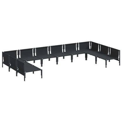 Set Divano da Giardino con cuscino 10 pcs Nero Acciaio