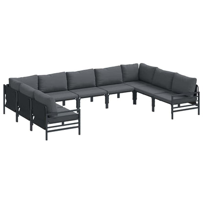 Set Divano da Giardino con cuscino 9 pcs Nero Acciaio