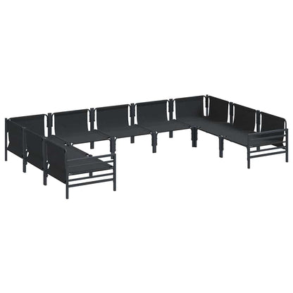 Set Divano da Giardino con cuscino 9 pcs Nero Acciaio