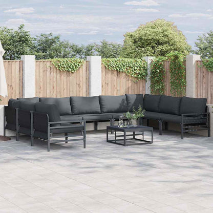 Set Divano da Giardino con cuscino 10 pcs Nero Acciaio