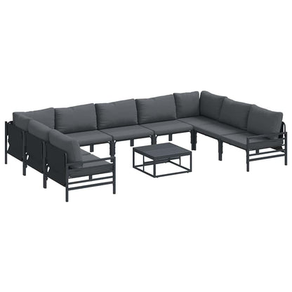 Set Divano da Giardino con cuscino 10 pcs Nero Acciaio