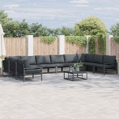 Set Divano da Giardino con cuscino 10 pcs Nero Acciaio