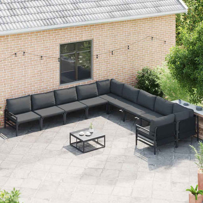 Set Divano da Giardino con cuscino 10 pcs Nero Acciaio