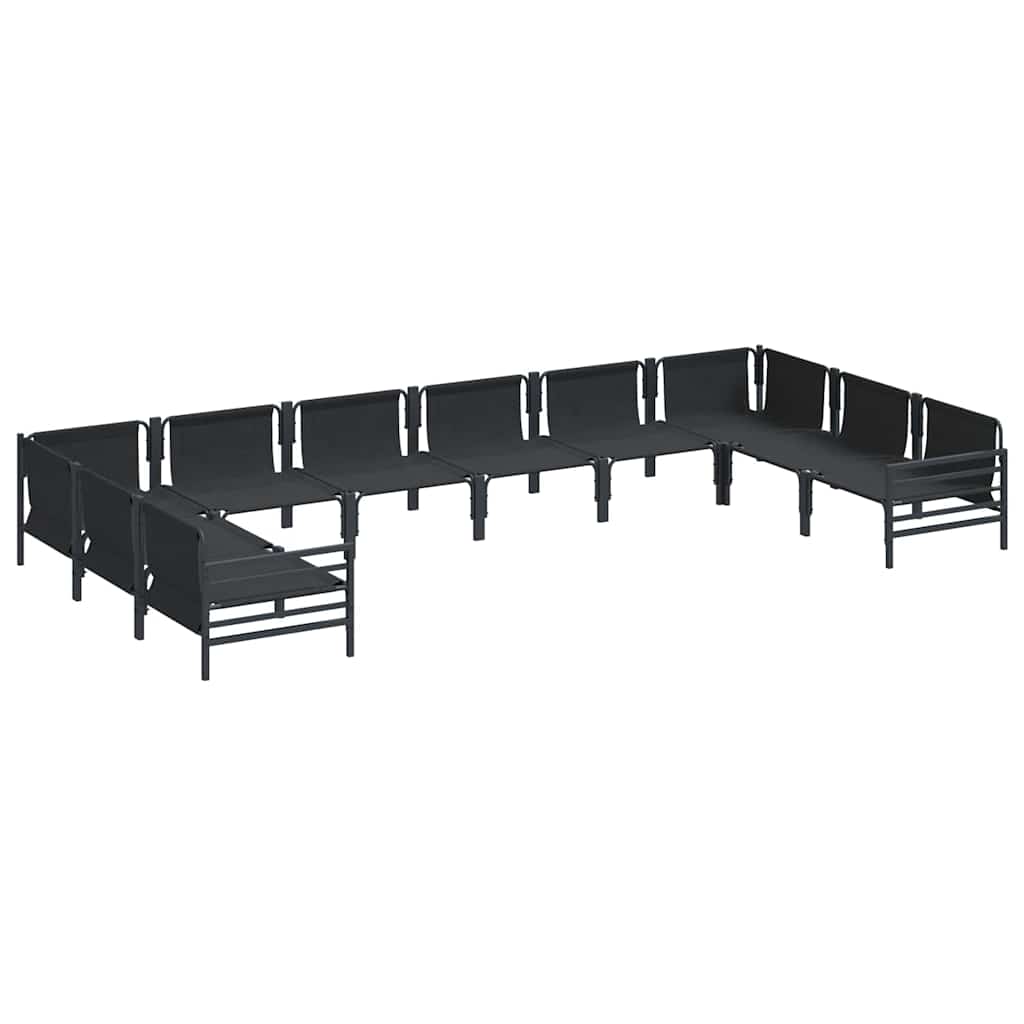 Set Divano da Giardino con cuscino 10 pcs Nero Acciaio