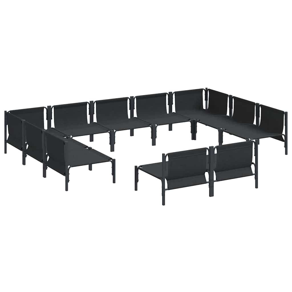 Set Divano da Giardino con cuscino 11 pcs Nero Acciaio