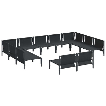 Set Divano da Giardino con cuscino 11 pcs Nero Acciaio