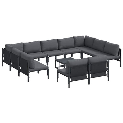 Set Divano da Giardino con cuscino 12 pcs Nero Acciaio