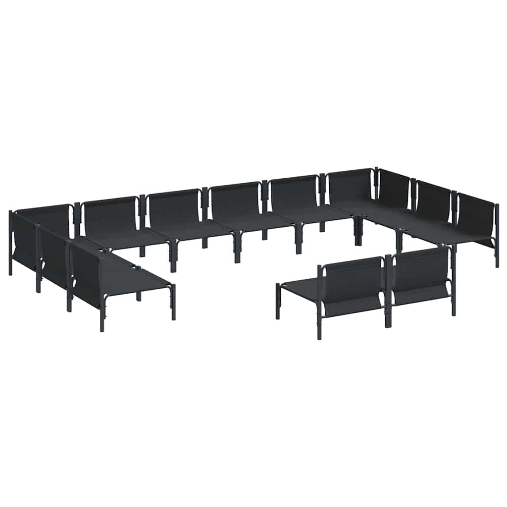 Set Divano da Giardino con cuscino 12 pcs Nero Acciaio