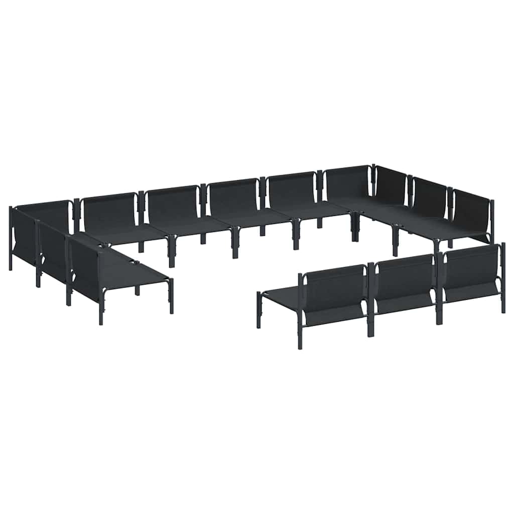 Set Divano da Giardino con cuscino 13 pcs Nero Acciaio