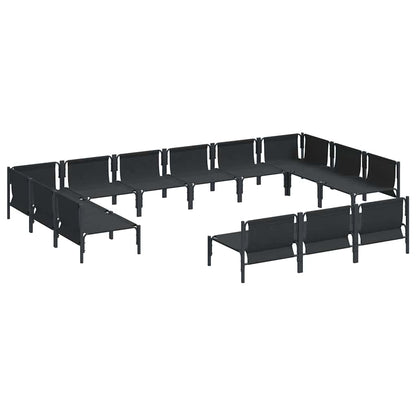 Set Divano da Giardino con cuscino 13 pcs Nero Acciaio