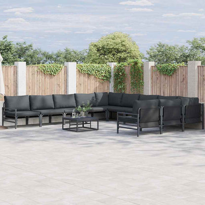 Set Divano da Giardino con cuscino 12 pcs Nero Acciaio