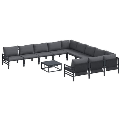 Set Divano da Giardino con cuscino 12 pcs Nero Acciaio
