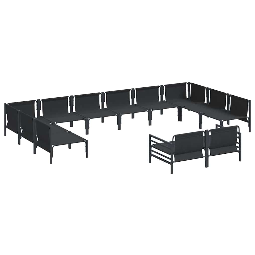 Set Divano da Giardino con cuscino 12 pcs Nero Acciaio