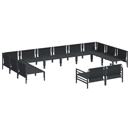 Set Divano da Giardino con cuscino 12 pcs Nero Acciaio