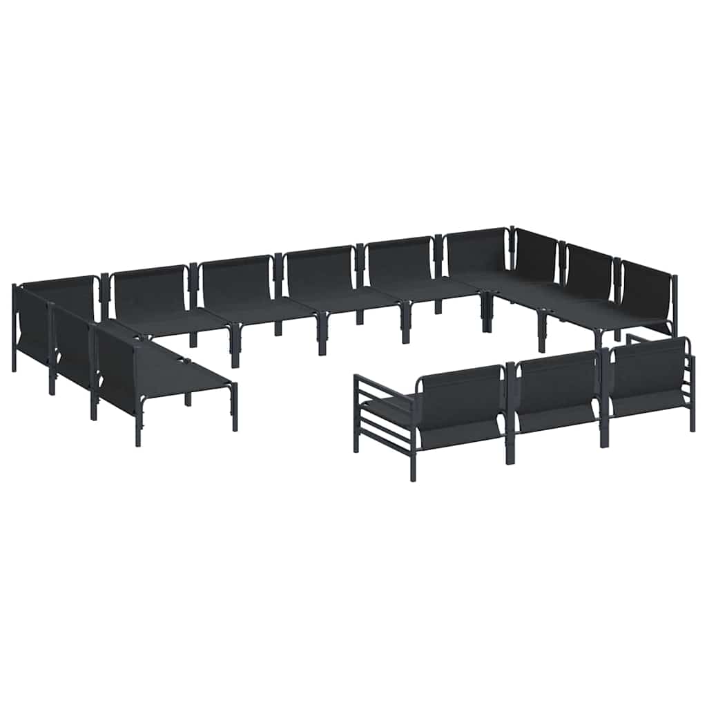 Set Divano da Giardino con cuscino 13 pcs Nero Acciaio