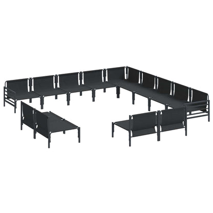 Set Divano da Giardino con cuscino 13 pcs Nero Acciaio
