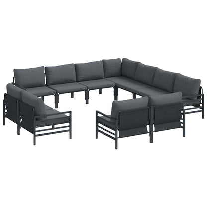 Set Divano da Giardino con cuscino 11 pcs Nero Acciaio