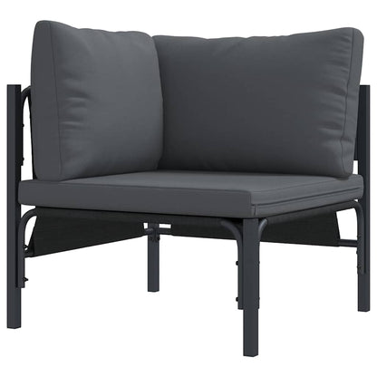 Set Divano da Giardino con cuscino 11 pcs Nero Acciaio