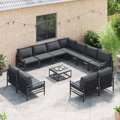 Set Divano da Giardino con cuscino 12 pcs Nero Acciaio