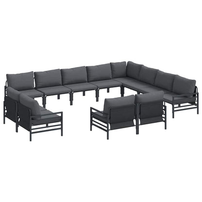 Set Divano da Giardino con cuscino 12 pcs Nero Acciaio