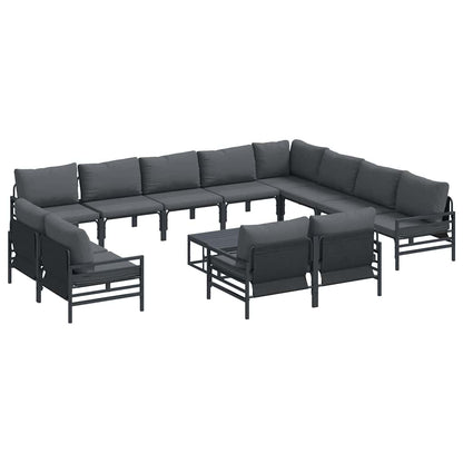 Set Divano da Giardino con cuscino 13 pcs Nero Acciaio