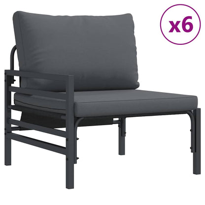 Set Divano da Giardino con cuscino 13 pcs Nero Acciaio