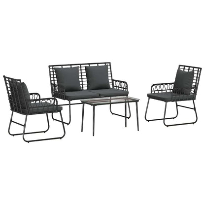 Set di Mobili da Giardino 4 pcs Nero e antracite polyrattan