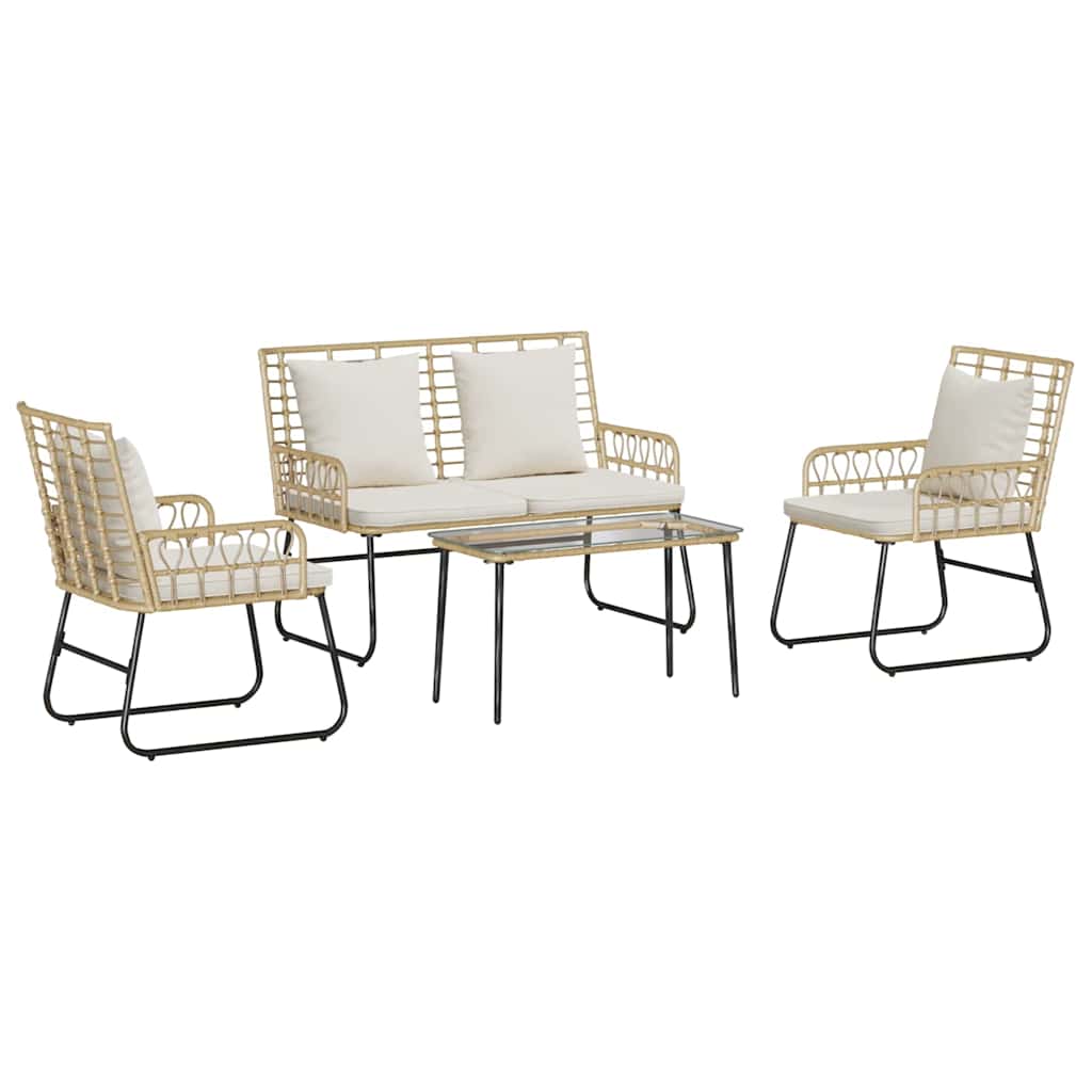 Set di Mobili da Giardino 4 pcs Nero e antracite polyrattan