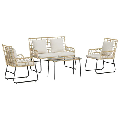 Set di Mobili da Giardino 4 pcs Nero e antracite polyrattan