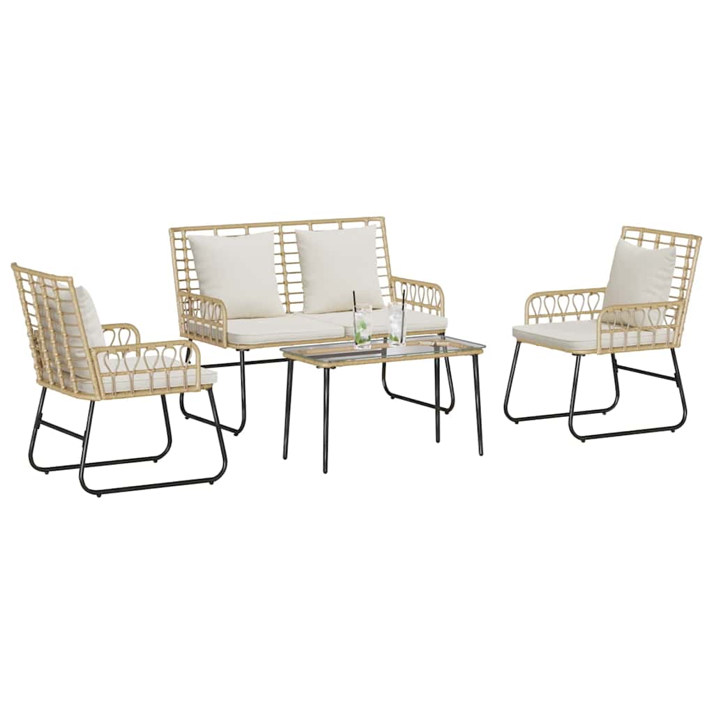 Set di Mobili da Giardino 4 pcs Nero e antracite polyrattan