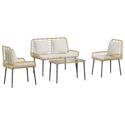 Set di Mobili da Giardino 4 pcs Nero e Crema polyrattan