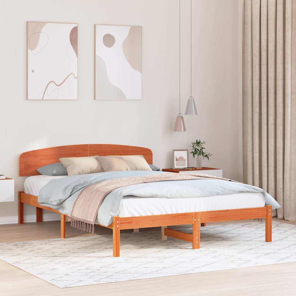 Struttura del letto Marrone cerato 140 x 200 cm Pino massello