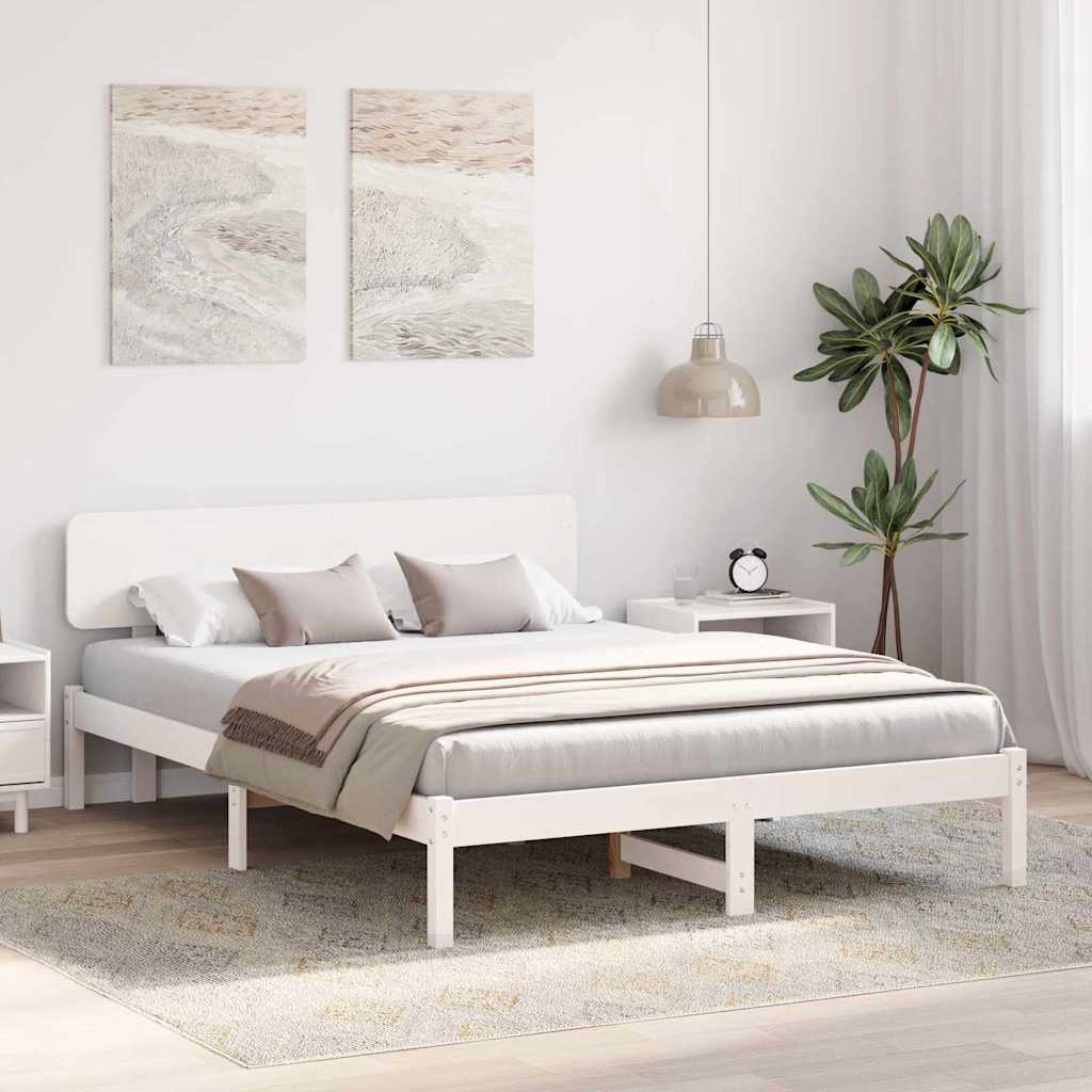 Struttura del letto Bianco 160 x 200 cm Pino massello