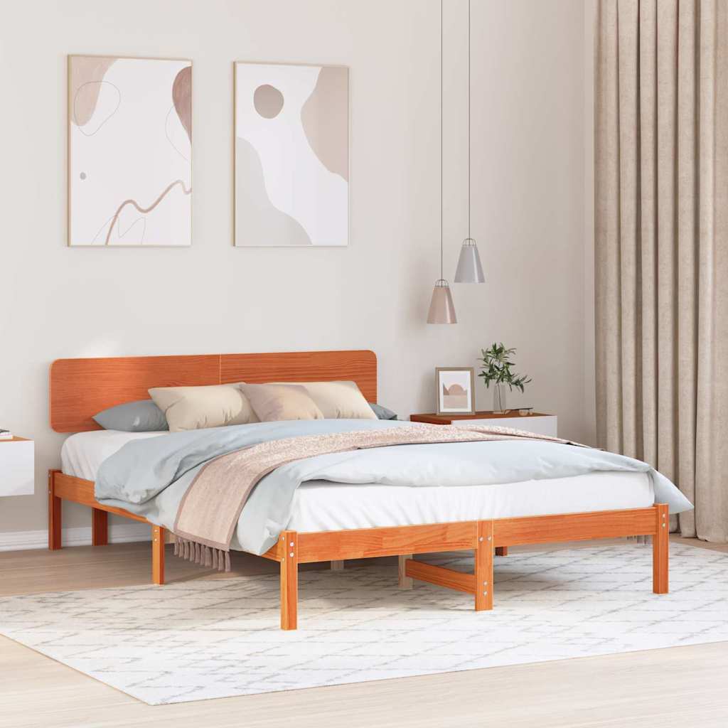 Struttura del letto Marrone cerato 140 x 200 cm Pino massello