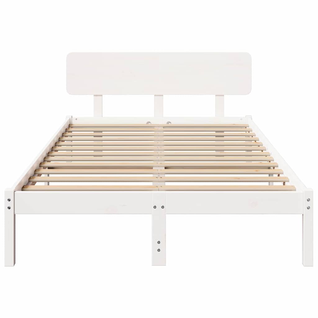 Struttura del letto Bianco 135 x 190 cm Pino massello