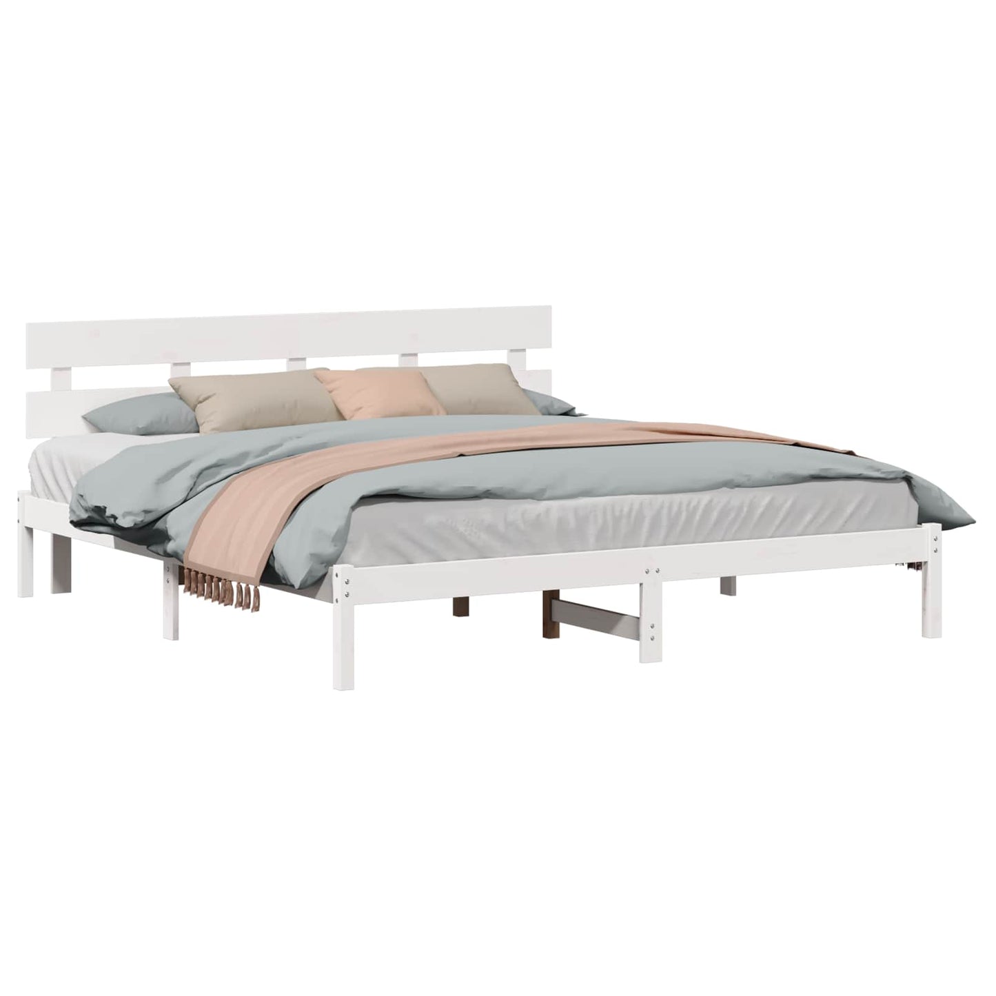 Struttura del letto Bianco 200 x 200 cm Legno massello di pino