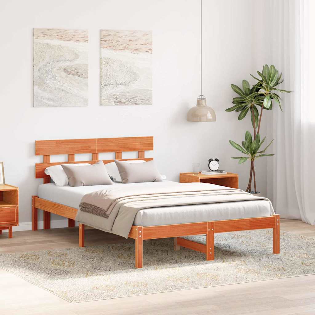 Struttura del letto Marrone 140 x 190 cm Legno massello di pino