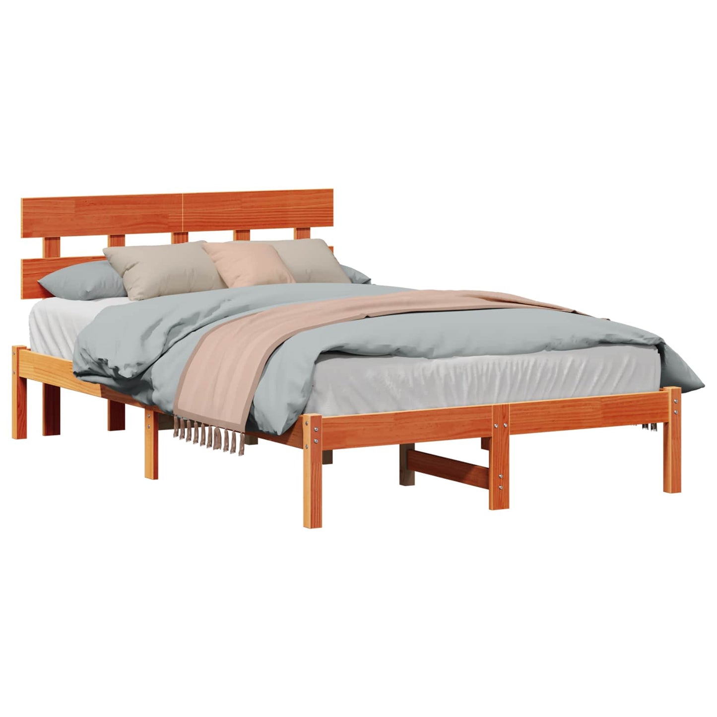 Struttura del letto Marrone 135 x 190 cm Legno massello di pino