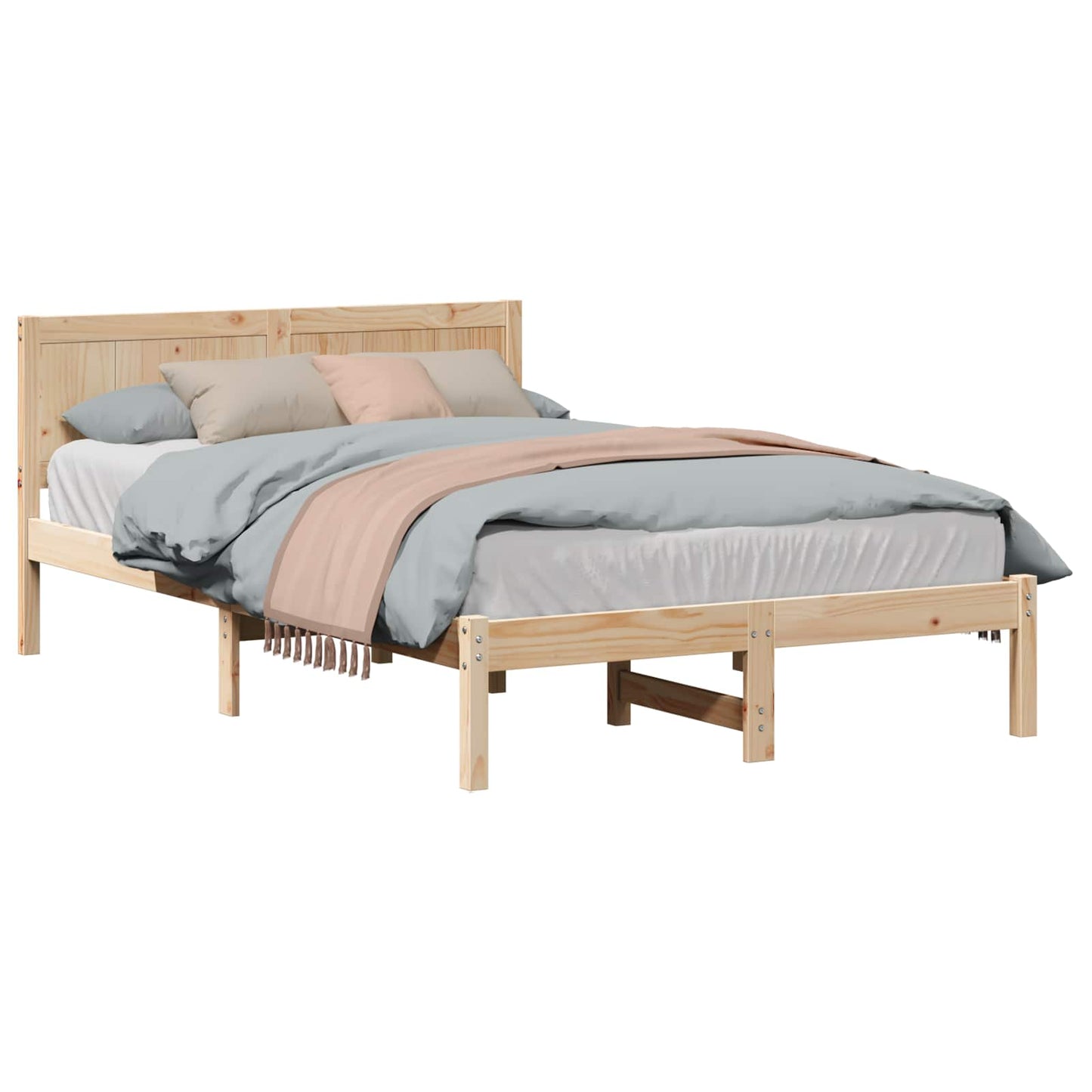 Struttura del letto Marrone 135 x 190 cm Legno massello di pino