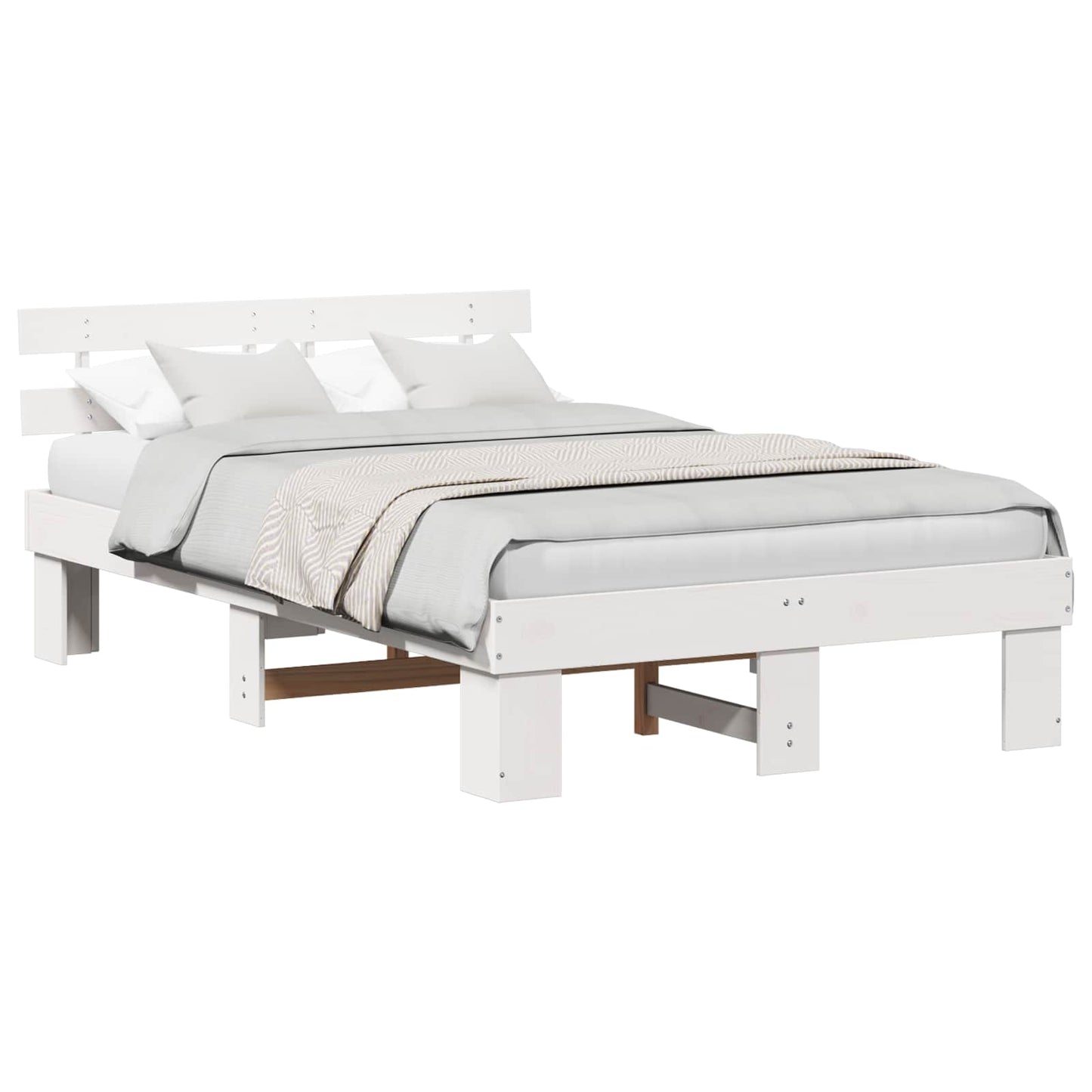 Struttura del letto Bianco 135 x 190 cm Pino massello