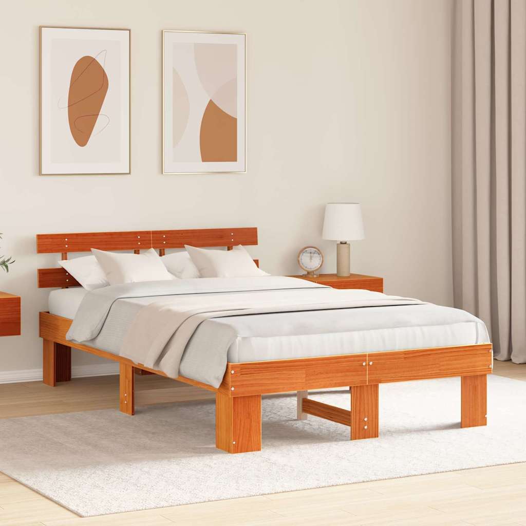 Struttura del letto Marrone cerato 135 x 190 cm Pino massello