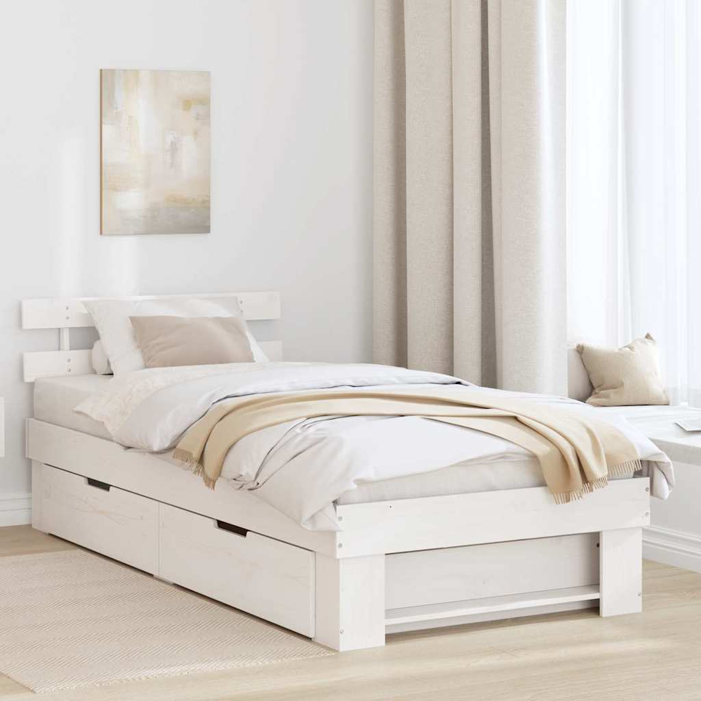 Struttura del letto Bianco 90 x 190 cm Pino massello