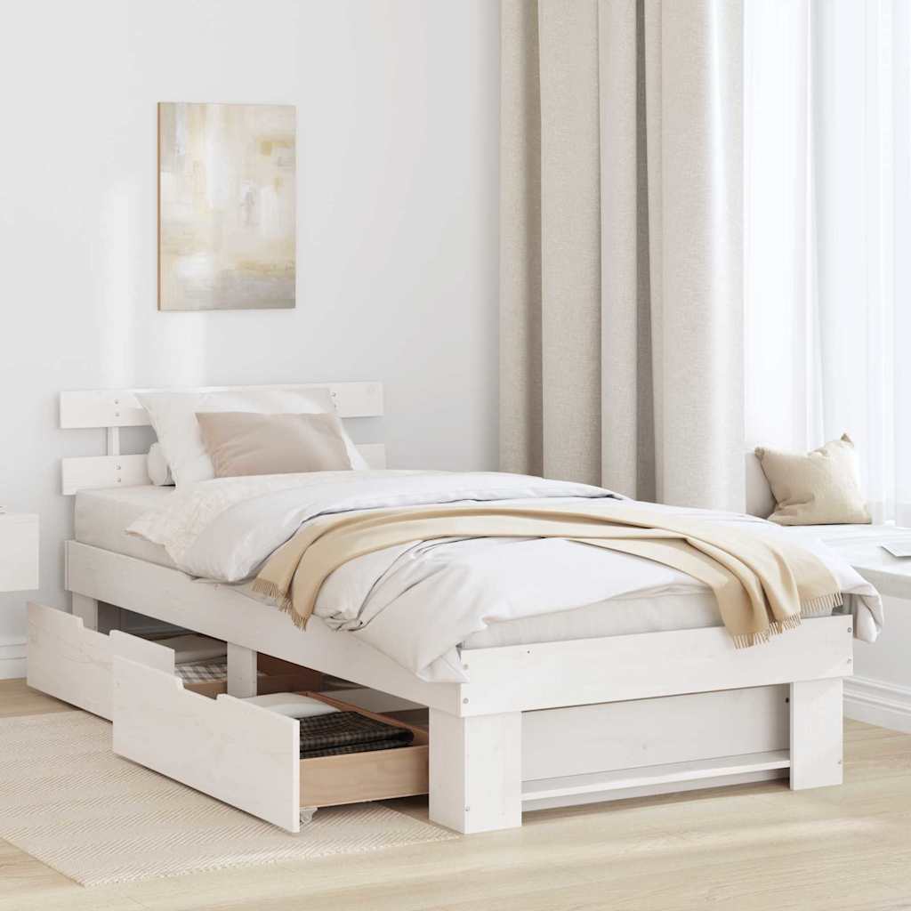 Struttura del letto Bianco 90 x 190 cm Pino massello