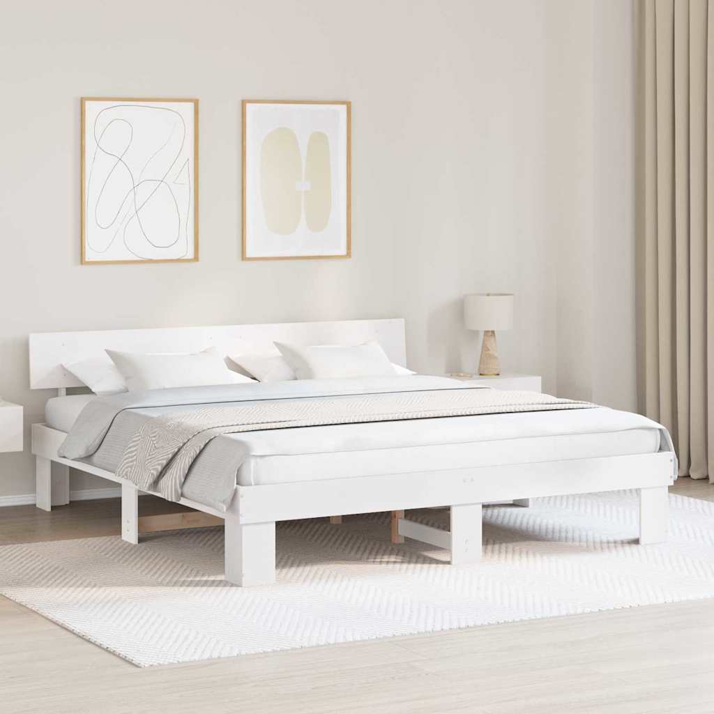 Struttura del letto Bianco 180 x 200 cm Pino massello